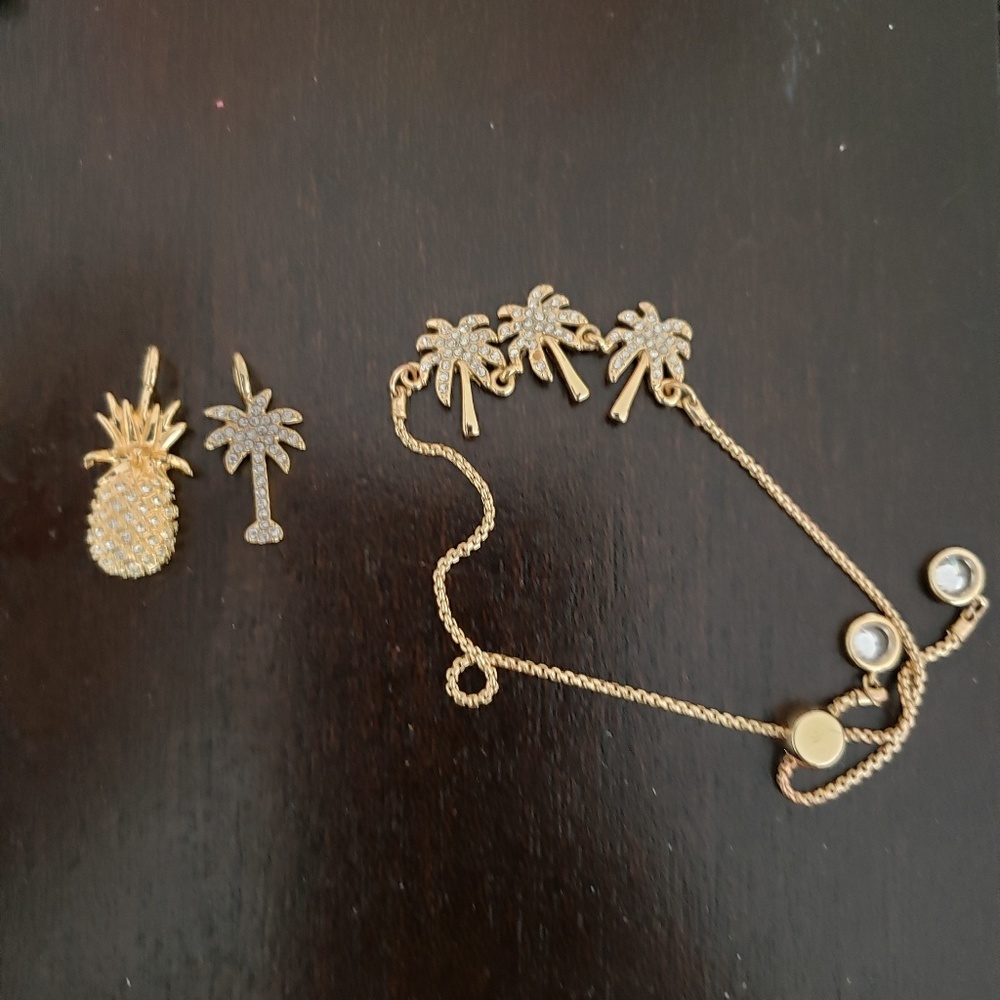 Palm tree pull tie bracelet and charm